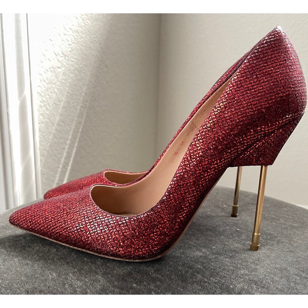 Kurt Geiger Red Glitter Pointed Toe Stiletto Heels